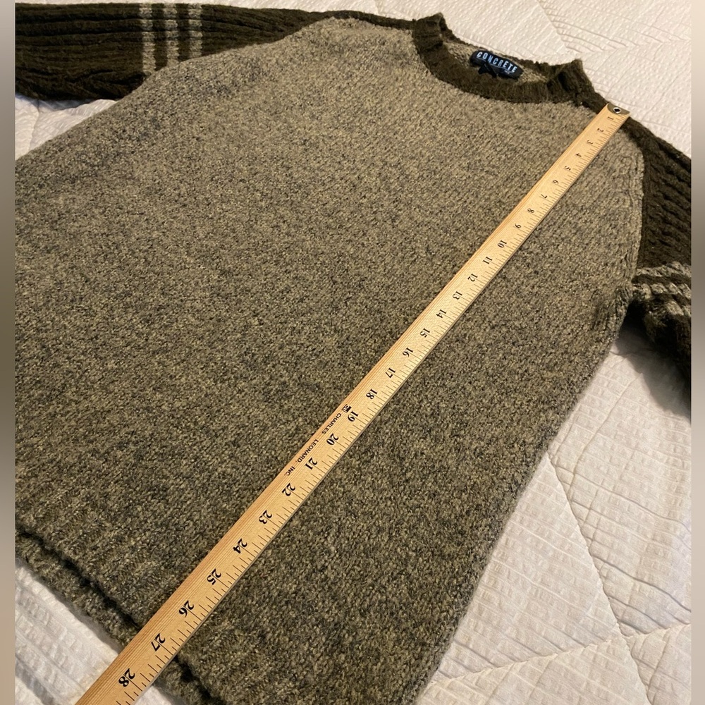 Vintage Concrete Mens Wool Blend Tan Brown Ribbed Hem Crewneck Sweater XL - Picture 3 of 10
